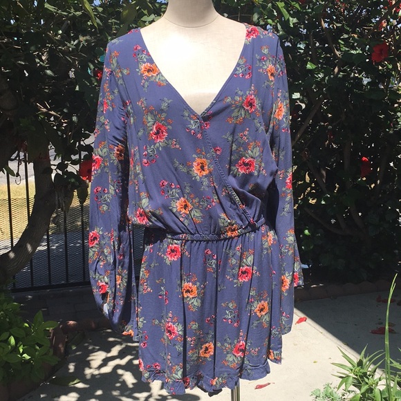 Arizona Jean Company Pants - Blue Floral Cute Romper